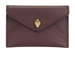 Alexander McQueen Skull Card Holder, Leather, Burgundy, MII, B, 3*